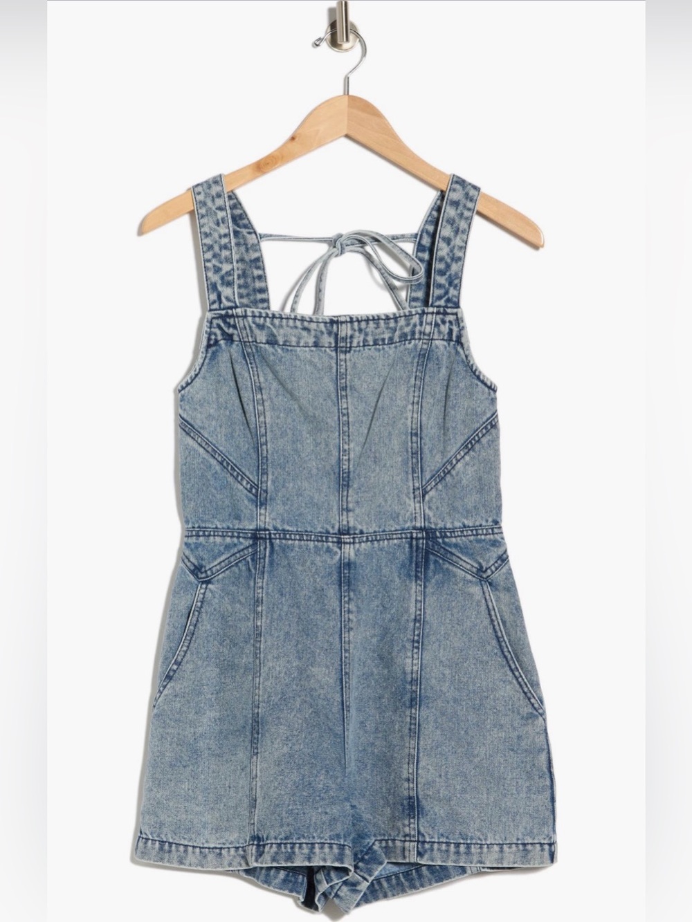 Vigoss Washed Blue Denim Short Overalls Romper - Picture 3 of 3